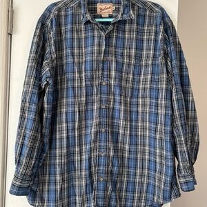 Vintage Woolrich Blue and Black Plaid Button Down